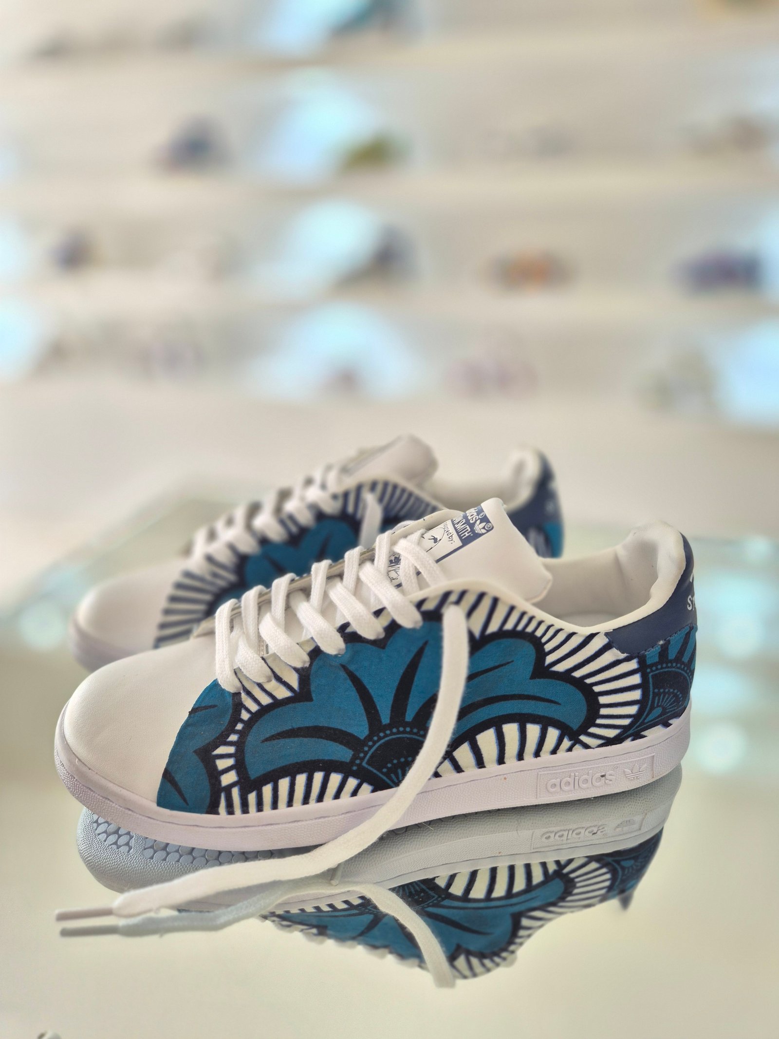 Stan smith fleur de mariage bleu/gris