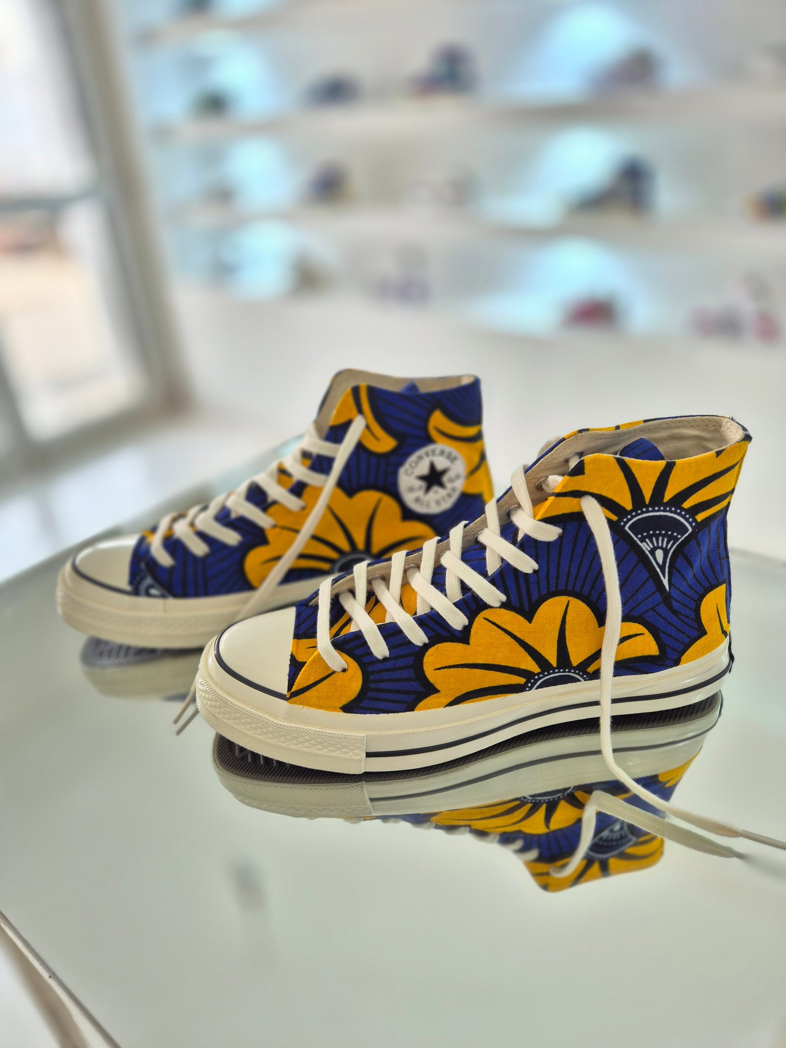 Converse montante fleur de mariage Jaune bleu