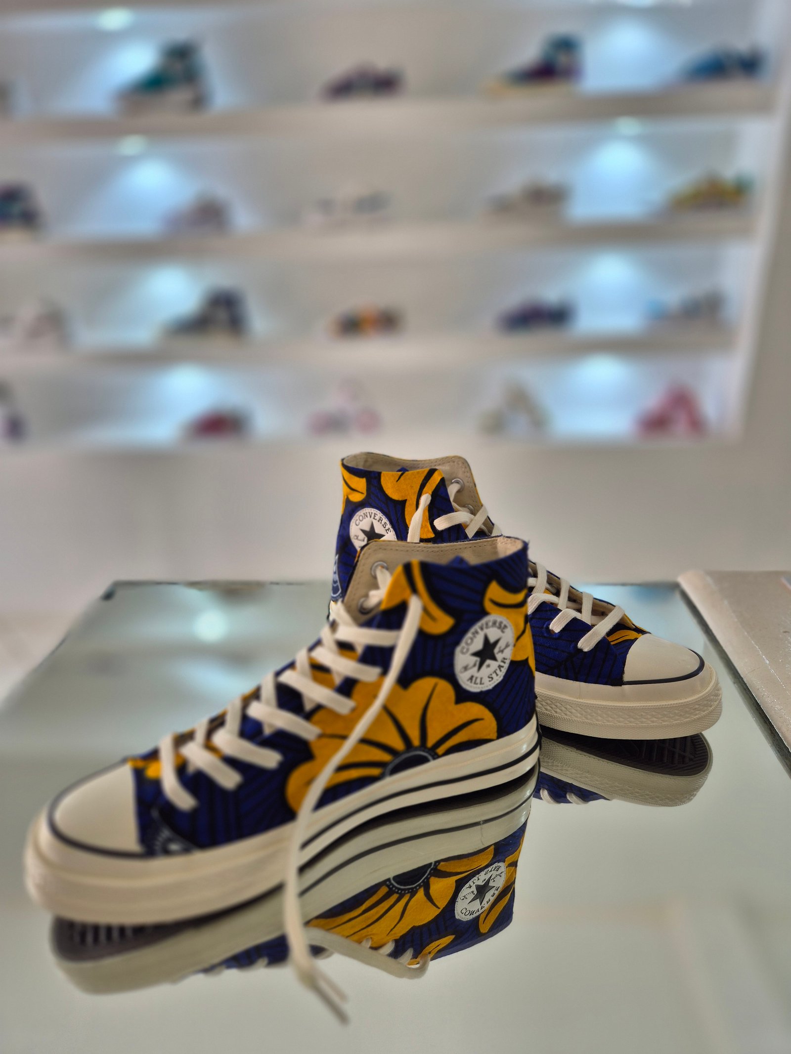 Converse montante fleur de mariage Jaune bleu