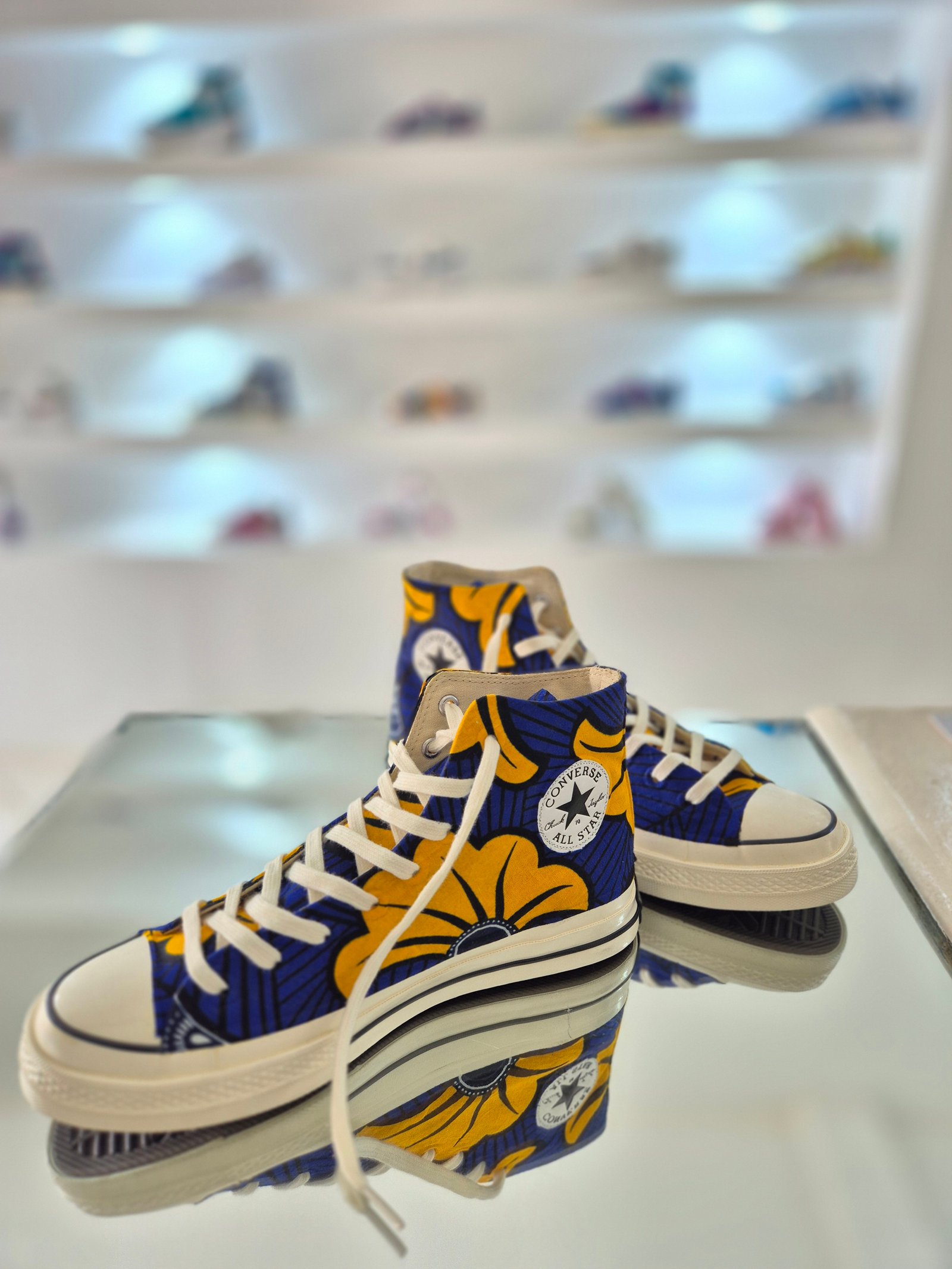 Converse montante fleur de mariage Jaune bleu
